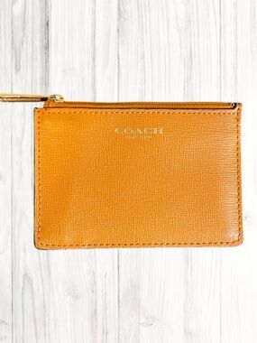 🪷 Coach Mandarin Leather Zip Card Pouch/Mini Wallet with Keyring